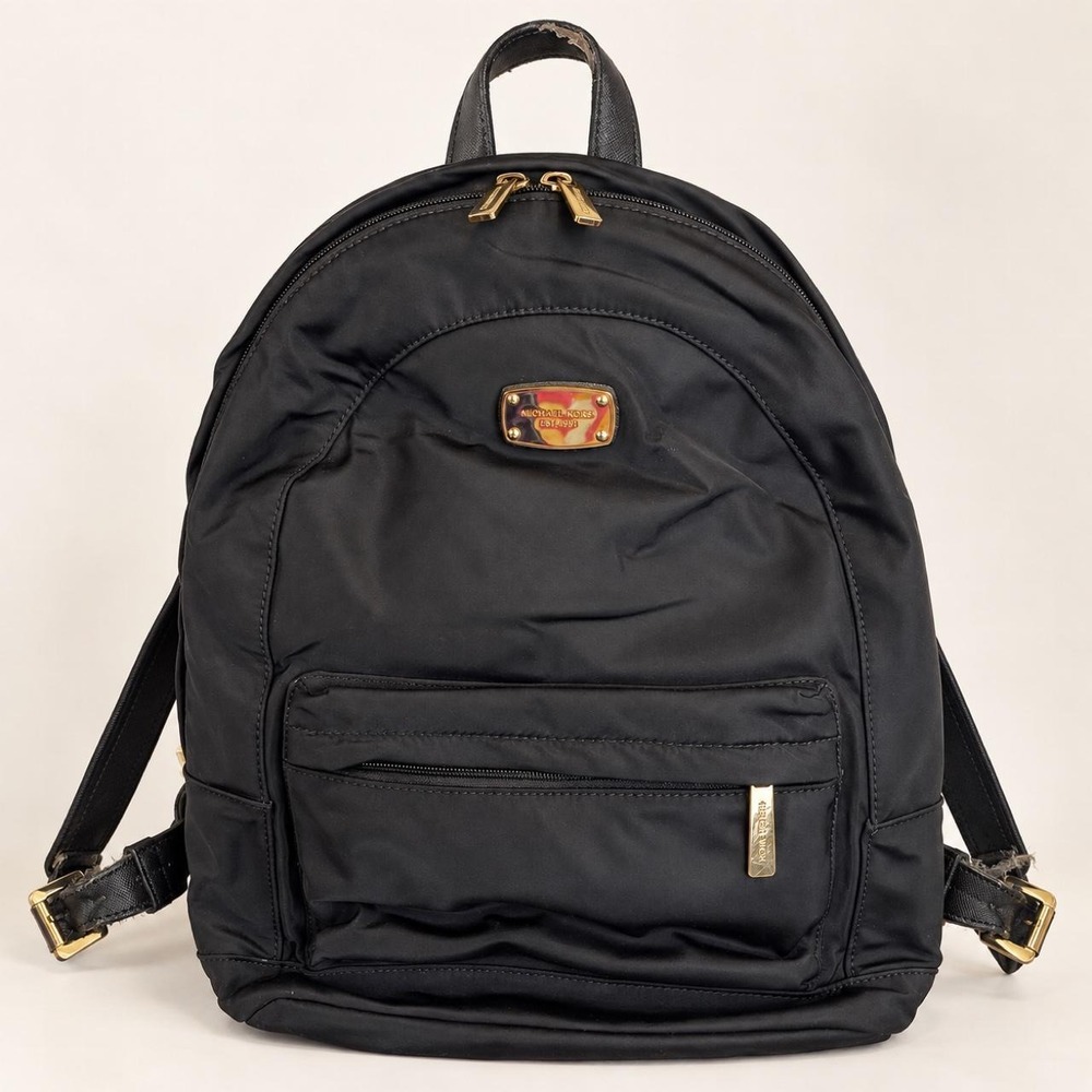 Michael Kors Black Nylon Backpack with Gold Hardware